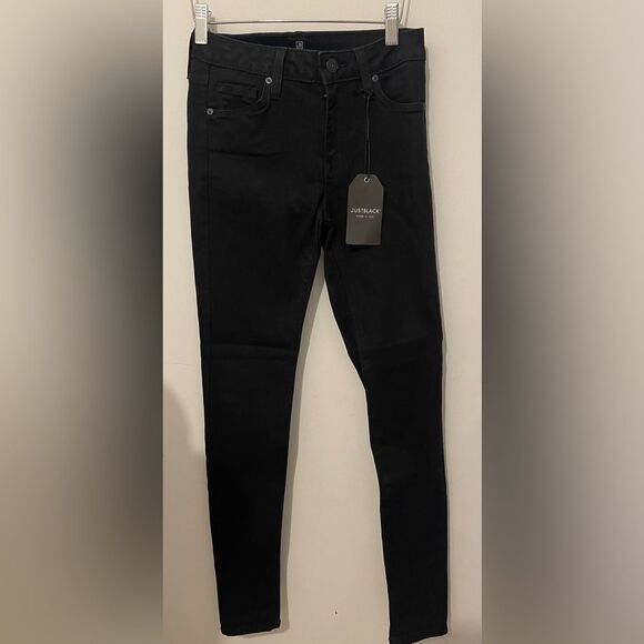 NWT Just Black Denim 9" Rise Over Dye Skinny Jeans Black Made In USA BP1112 - Picture 5 of 16